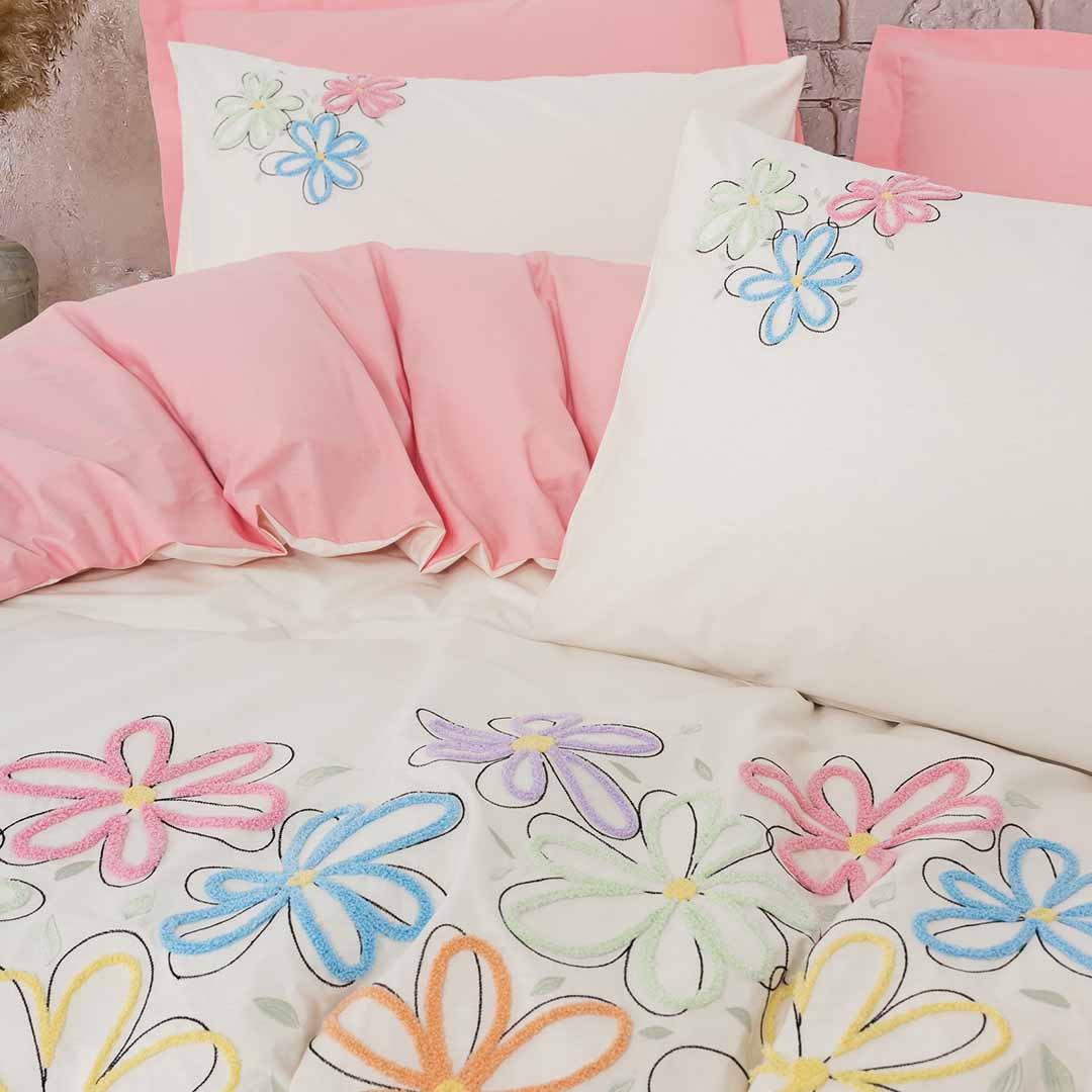 Bellis - Розов - Двоен Комплект - Ранфорс