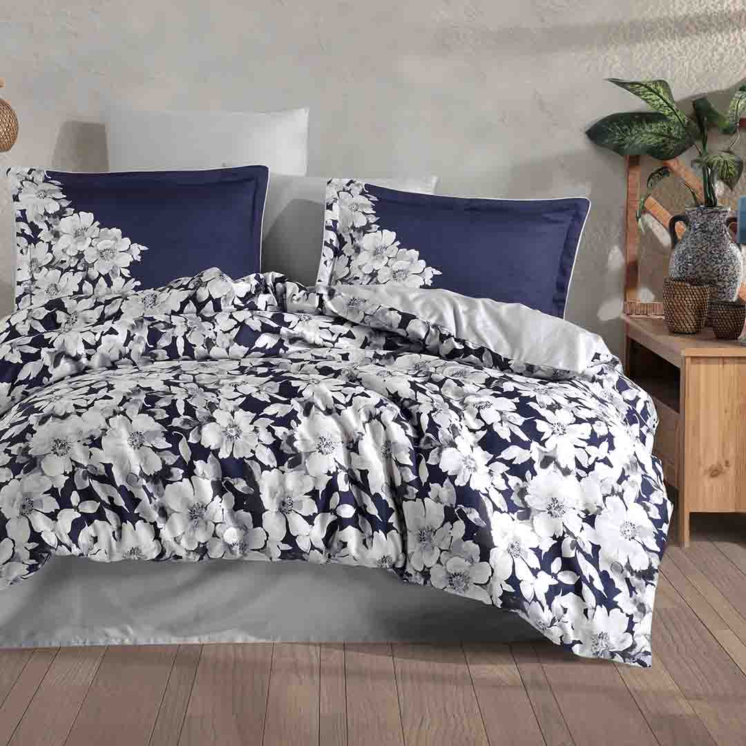 Fiona - Син - Двоен Комплект - Сатен