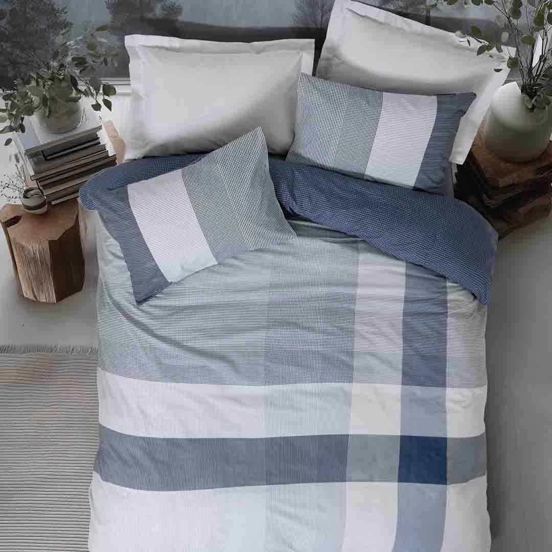 Liva - Сив - Двоен Комплект - Ранфорс