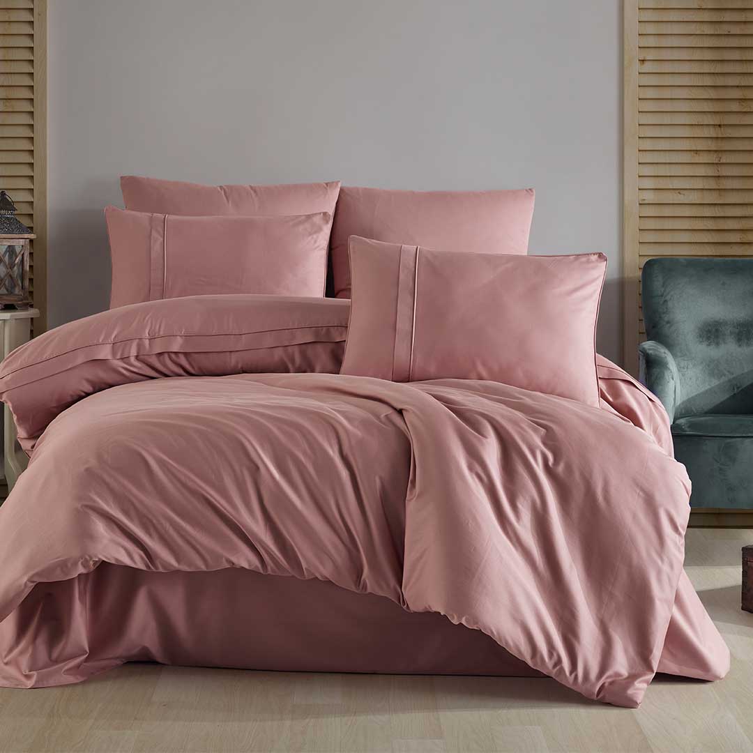 Plain - Пудра - Двоен Комплект - Сатен