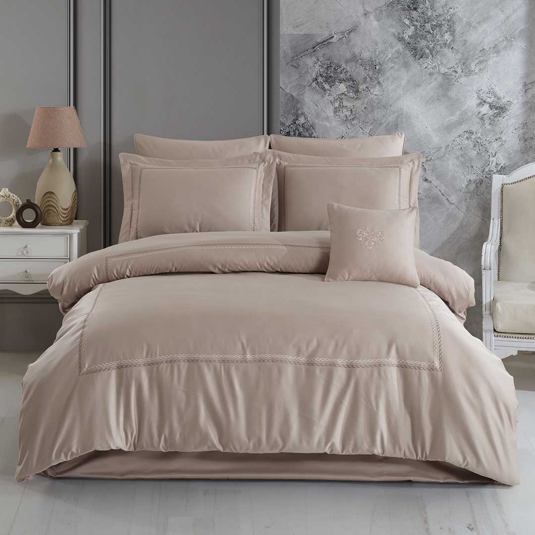 Queen - Двоен Комплект - Беж - Сатен