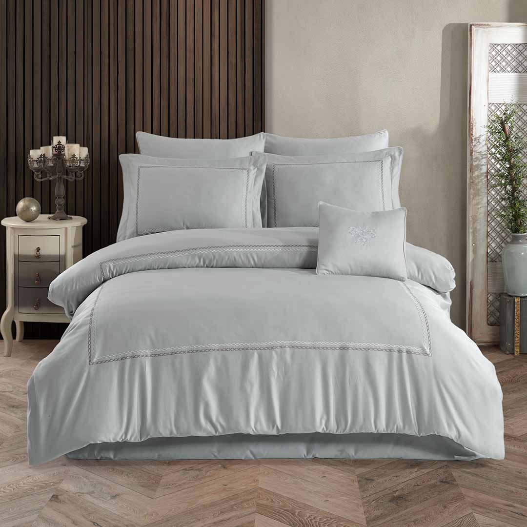 Queen - Двоен Комплект - Сив - Сатен