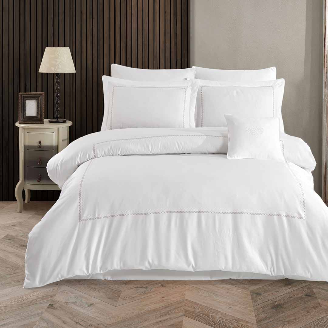 Queen - Двоен Комплект - Бял - Сатен