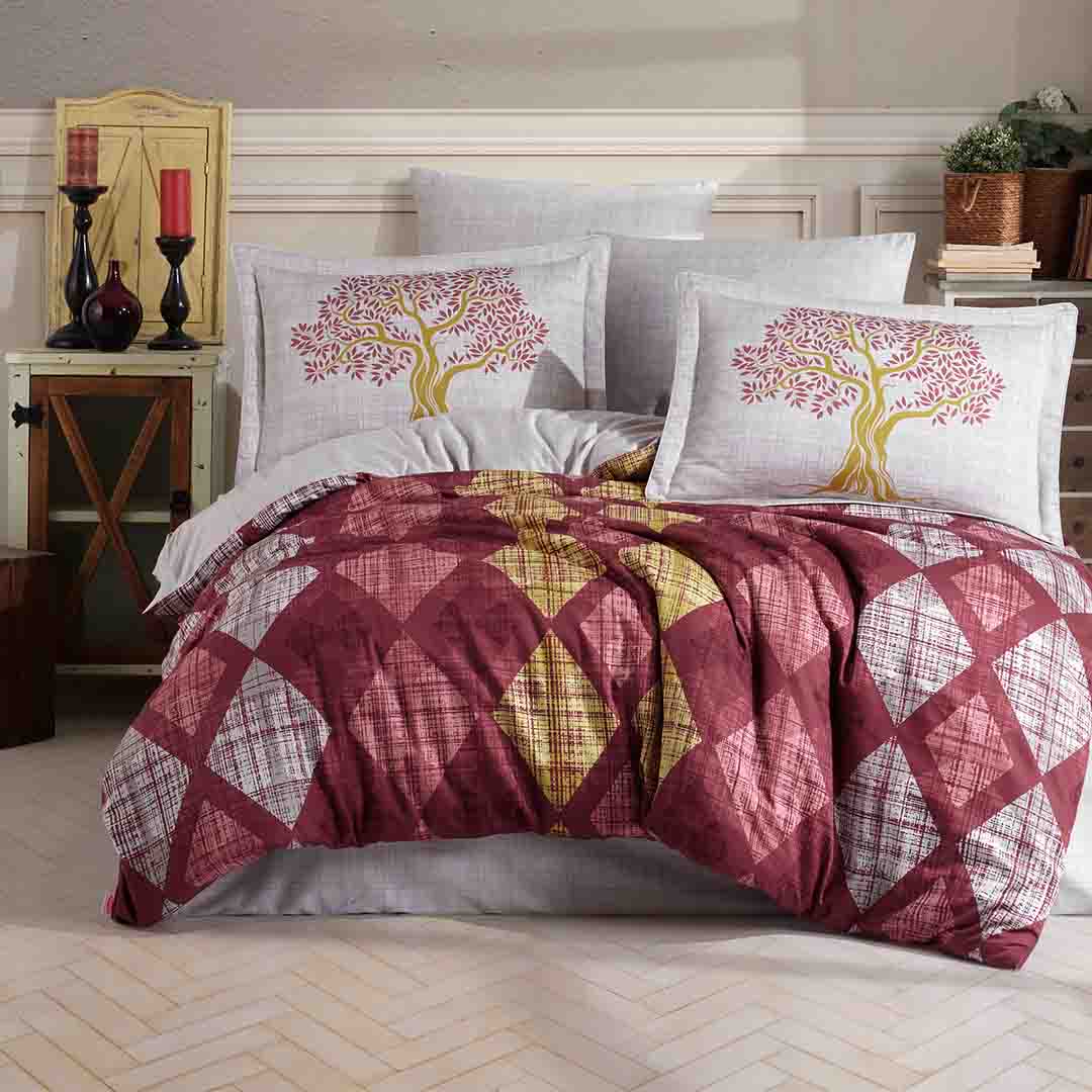 Ruth - Бордо - Двоен Комплект - Сатен