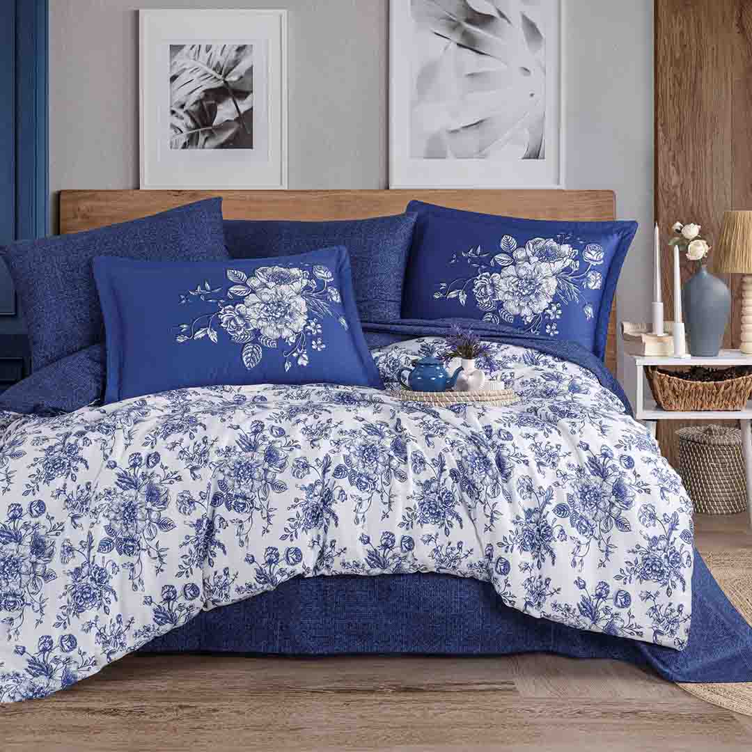 Sancha - Син - Двоен Комплект - Сатен