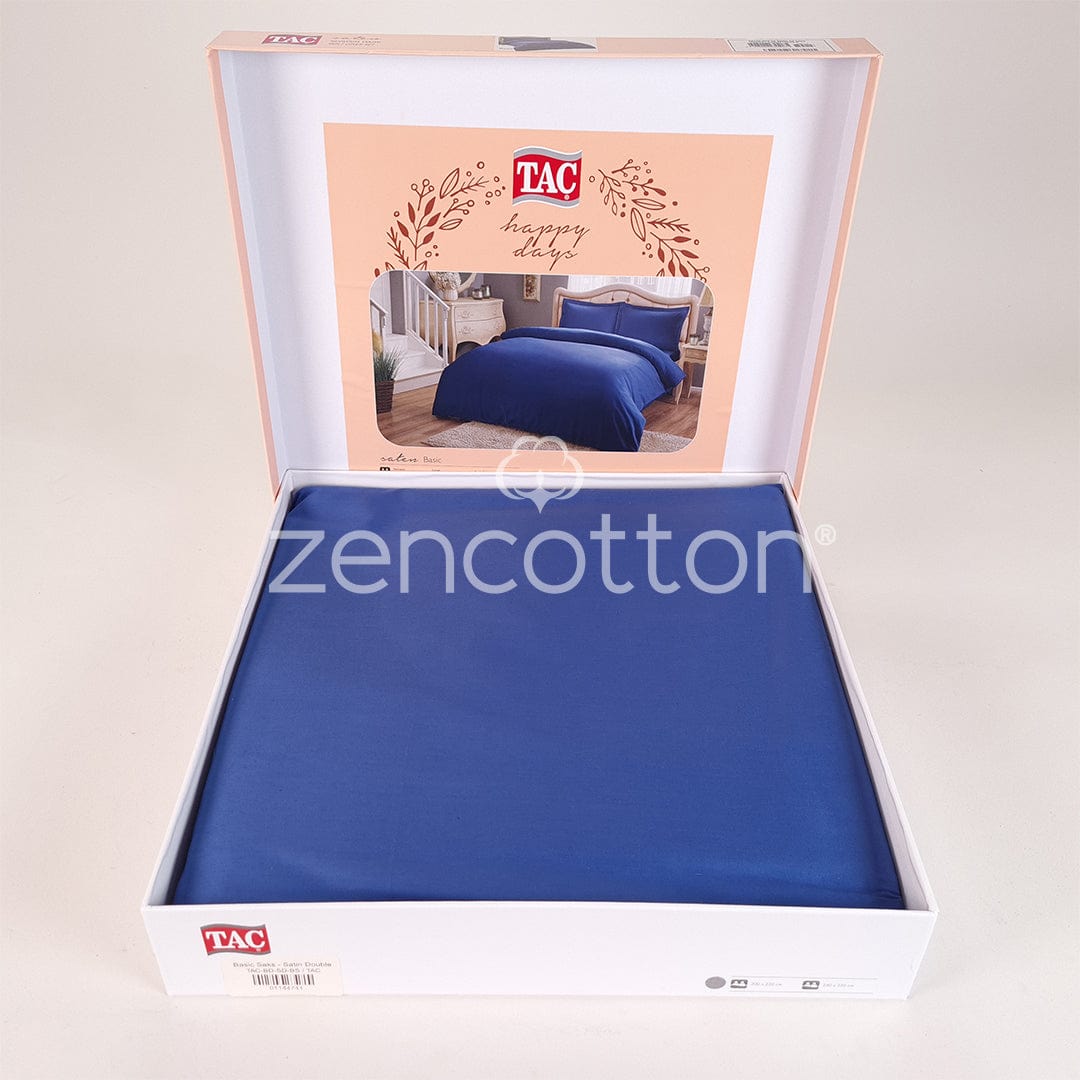 Basic - Син - Двойно Спално Бельо - Сатен