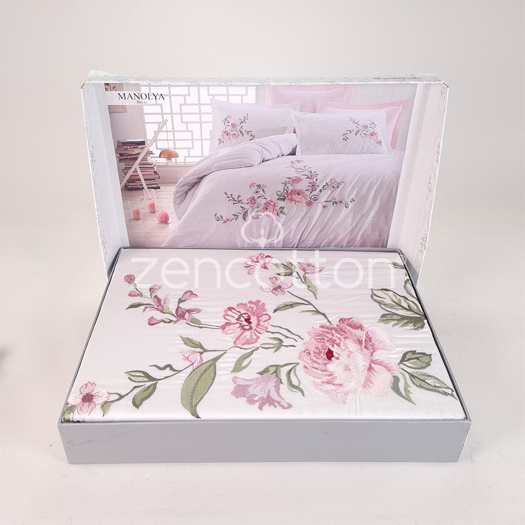 Manolya - Бял - Двойно Спално Бельо