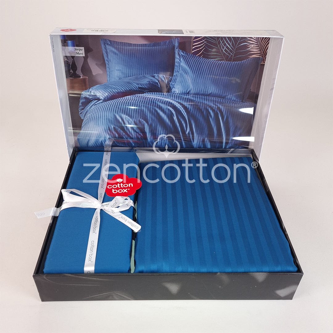 Elegant Stripe - Син - Двойно Спално Бельо