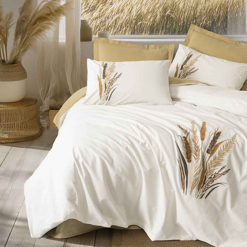 Alvora - Горчица - Двоен Комплект - Ранфорс Бродерия - 6 части