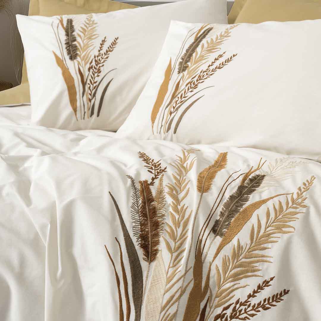 Alvora - Горчица - Двоен Комплект - Ранфорс Бродерия - 6 части