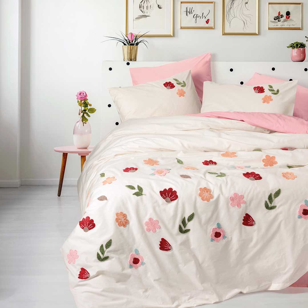 Blossom - Двоен Комплект - Бродерия - Сьомга