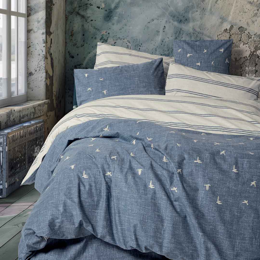 Ceria - Син - Двойно Спално Бельо