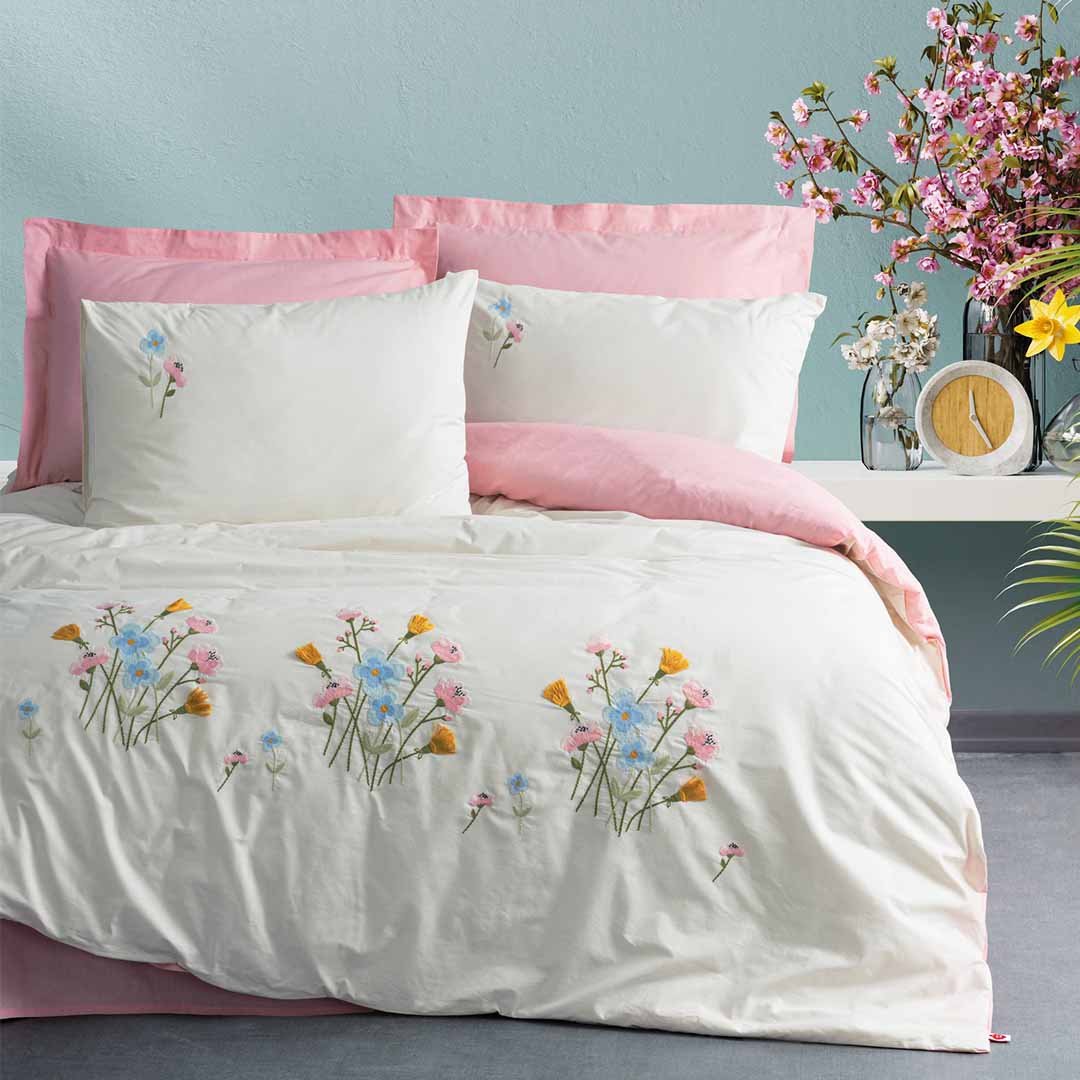 Deblin - Двоен Комплект - Бродерия - Розов