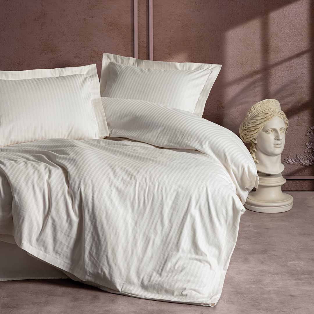 Elegant Stripe - Екрю - Двоен Комплект