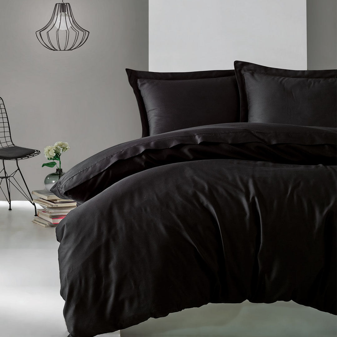 Elegant - Черен - Двоен Комплект - Сатен