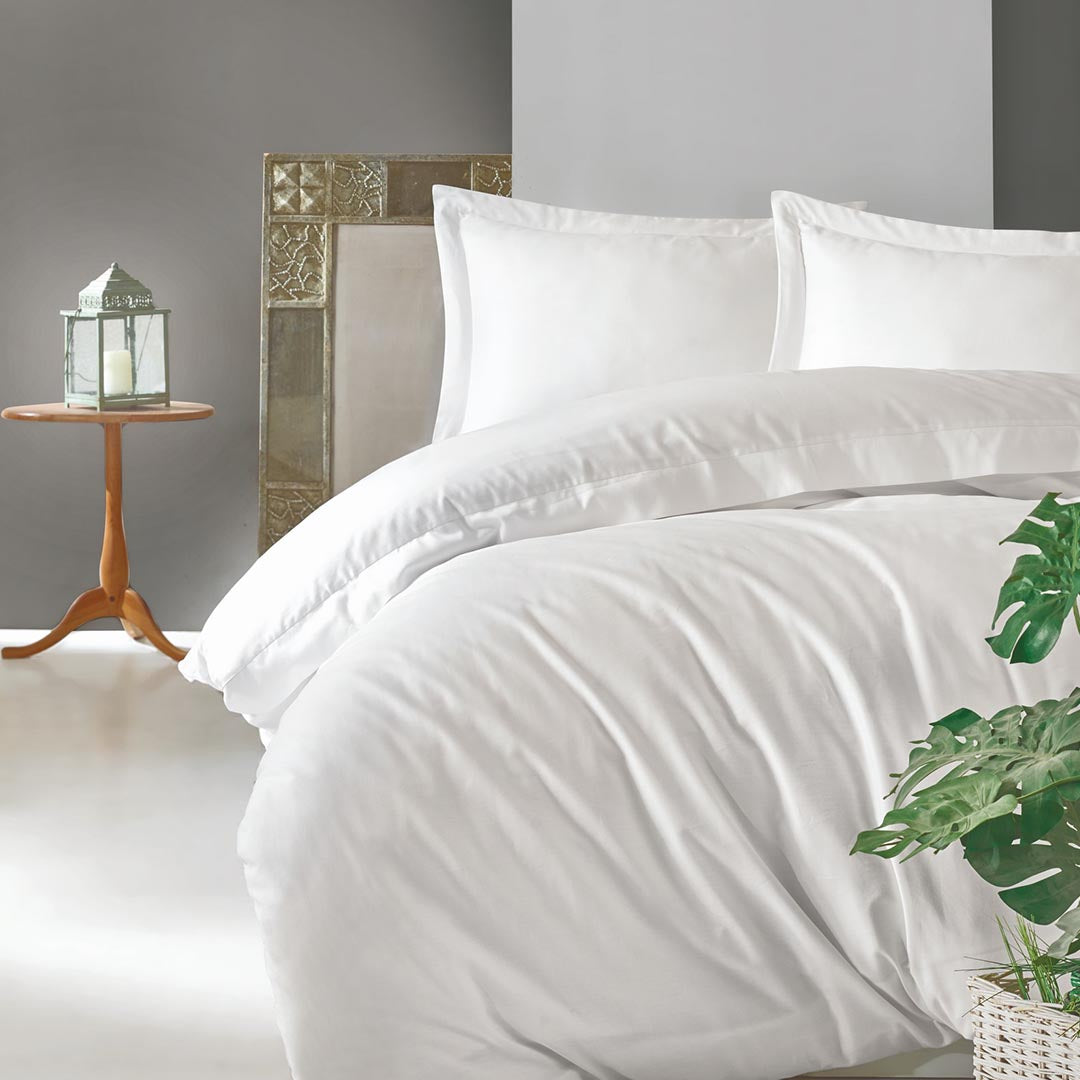 Elegant - Бял - Двоен Комплект - Сатен