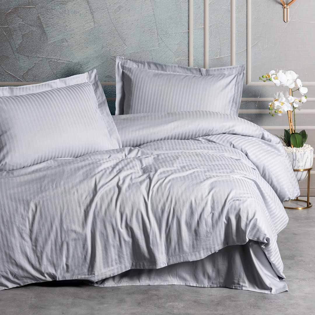 Elegant Stripe - Сив - Двоен Комплект