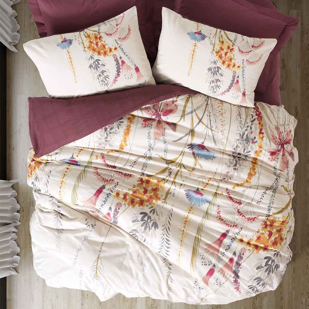 Flos - Двойно Спално Бельо - Бордо