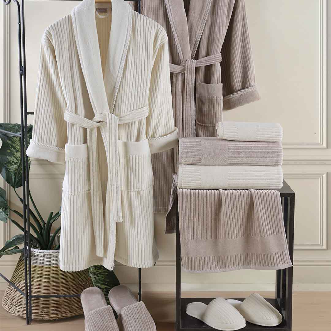 Lussa - Семеен Комплект - Халат/Хавлии - Крем