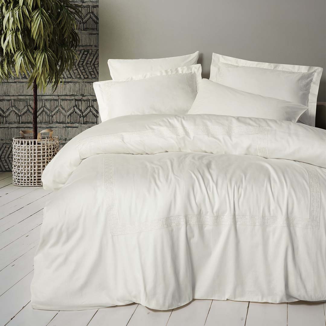 Luxe - Двоен Комплект - Бродерия - Памучен Сатен