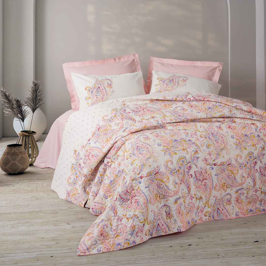 Muna - Двойно Спално Бельо - Розов - Капитонирано