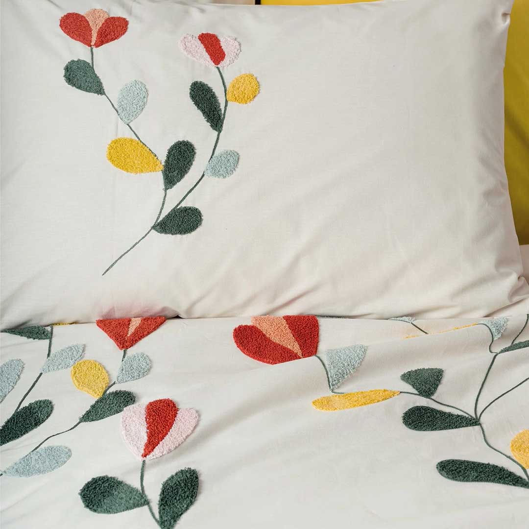 Nella - Двоен Комплект - Бродерия - Горчица