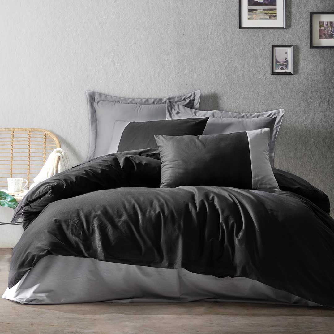 Plain - Черен/Сив - Двоен Комплект