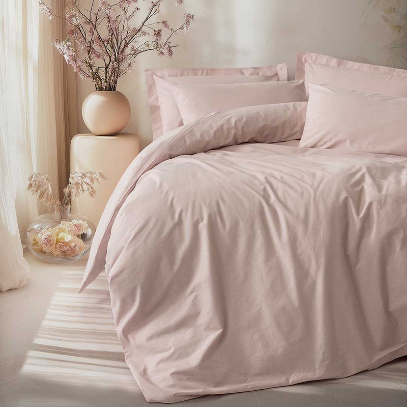 Plain - Пудра - Двоен Комплект - Ранфорс - 4 части