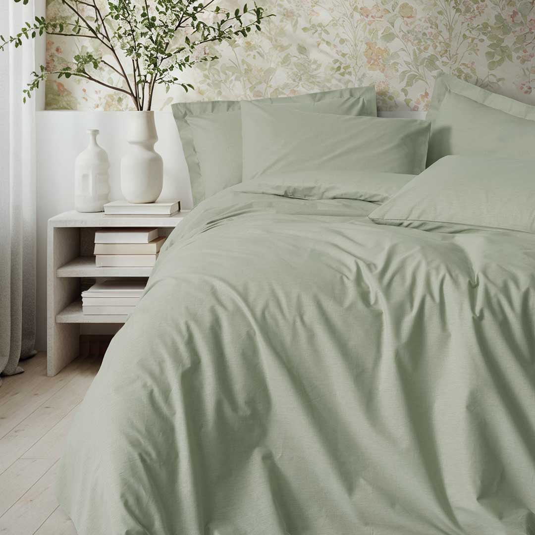Plain - Светлозелен - Двоен Комплект