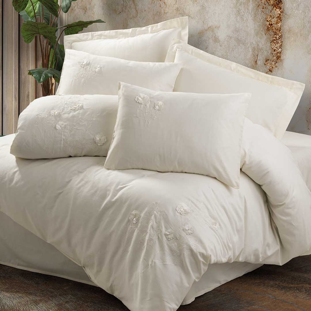 Pure - Двоен Комплект - 3D Бродерия - Сатен