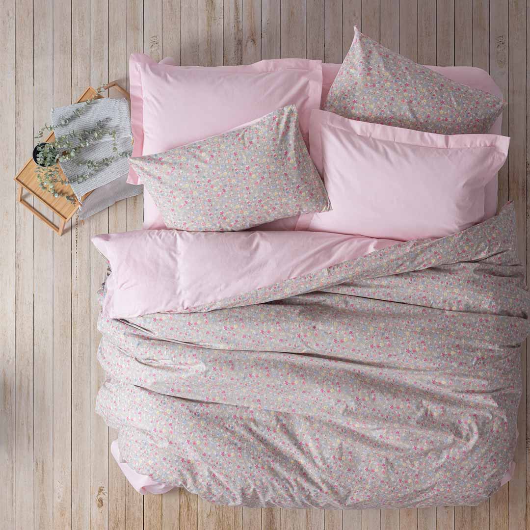 Sihu - Двойно Спално Бельо с Ластик - Розов