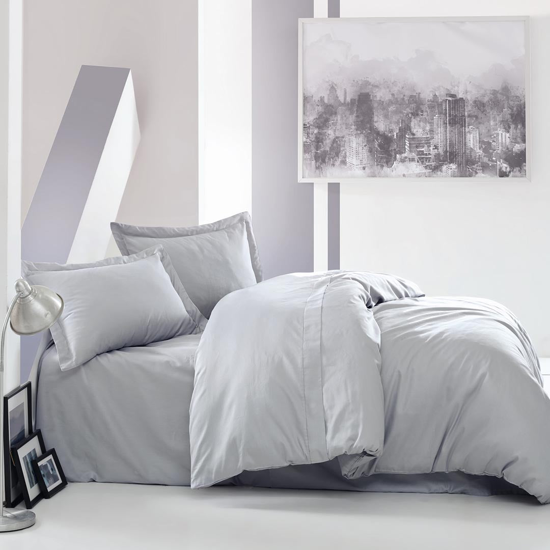 Elegant - Сив - Двоен Комплект - Сатен