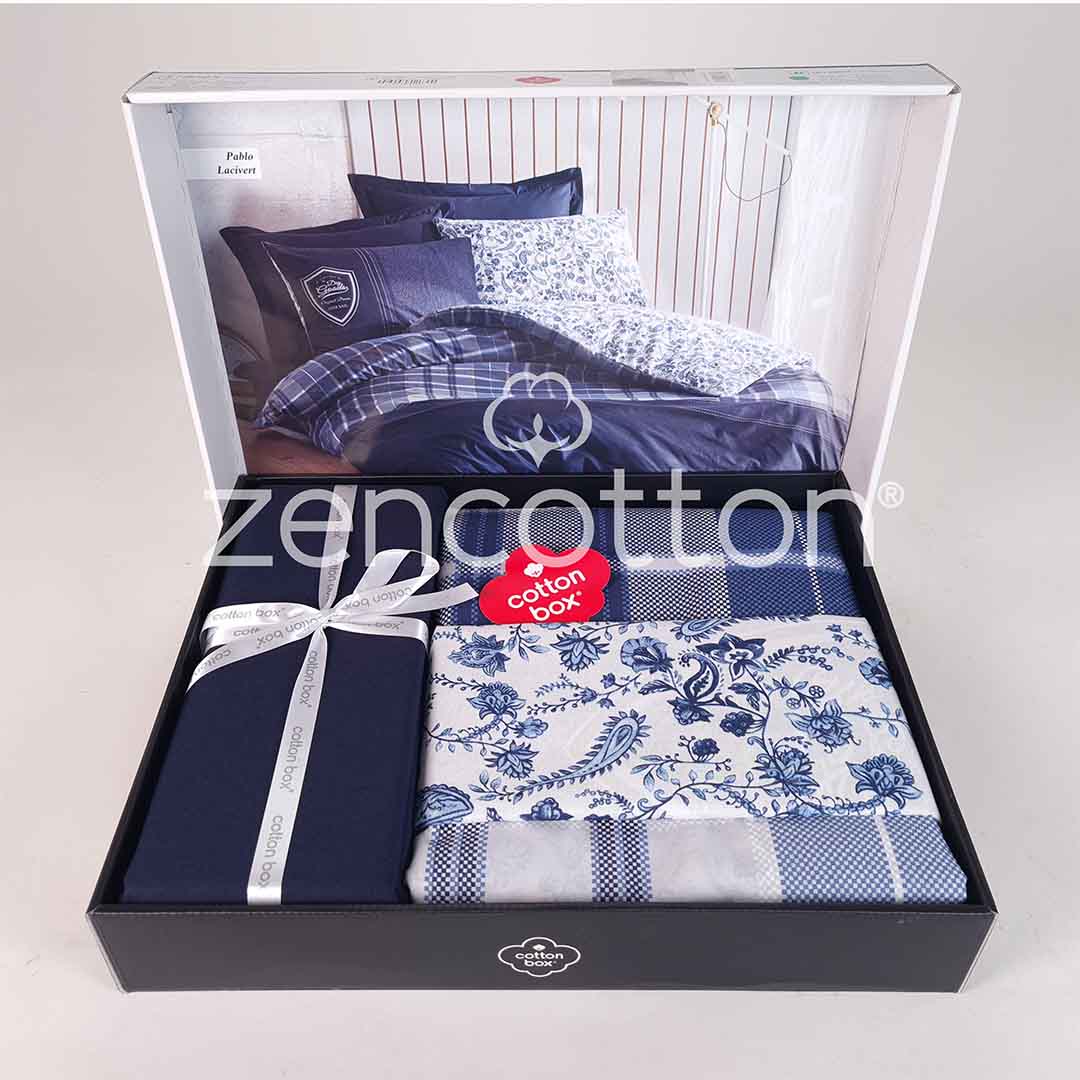 Pablo - Син - Двойно Спално Бельо - Ранфорс