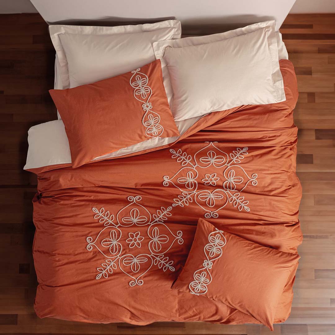 Tiva - Двоен Комплект - Бродерия - Беж