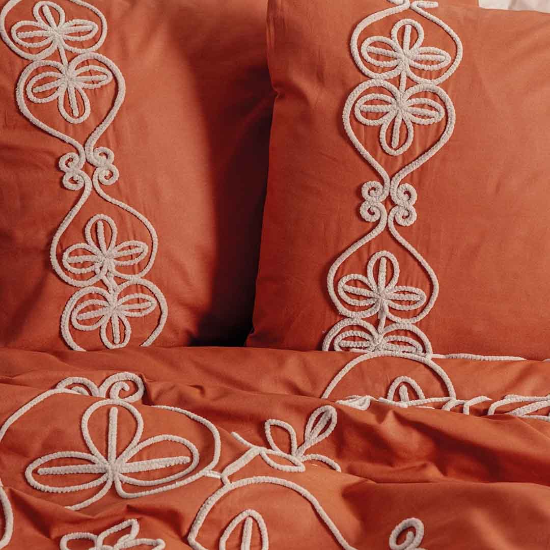 Tiva - Двоен Комплект - Бродерия - Беж