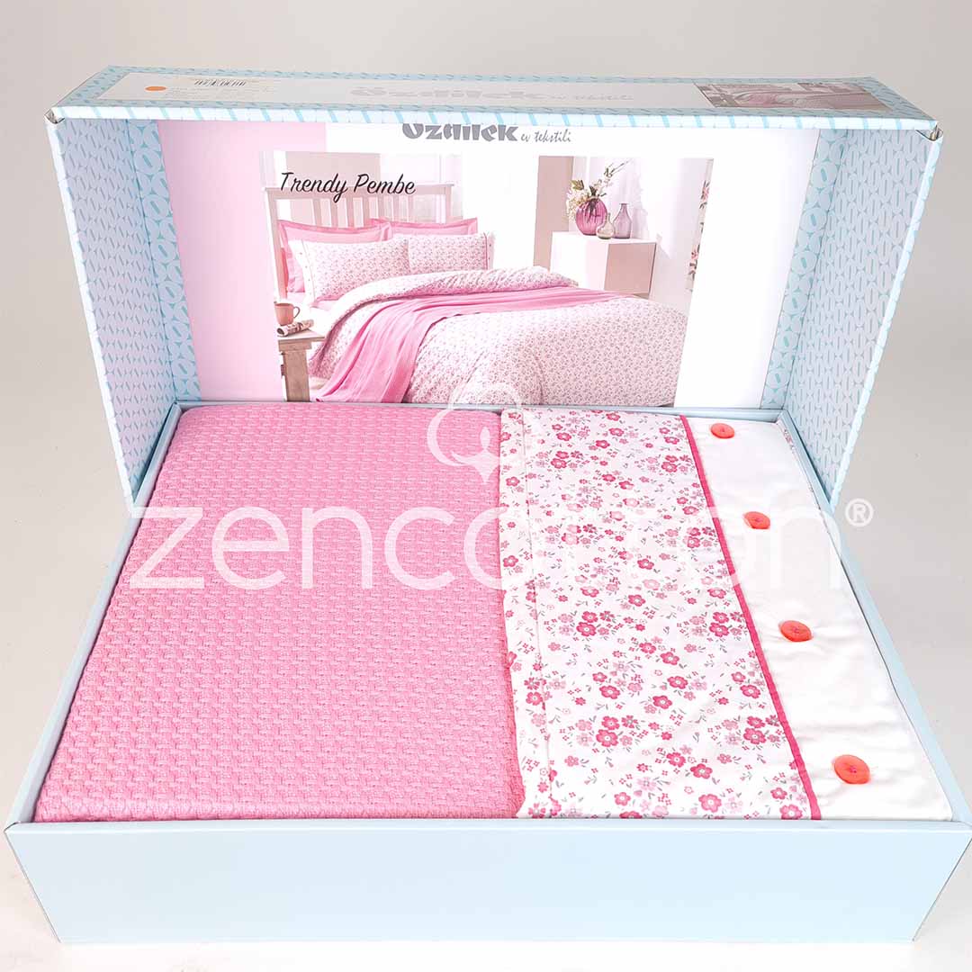 Trendy - Розов - Двойно Спално Бельо с Пике