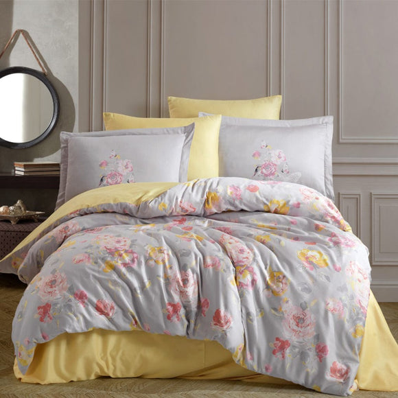 Satin Double Bedding Set Calvina Grey - Hobby