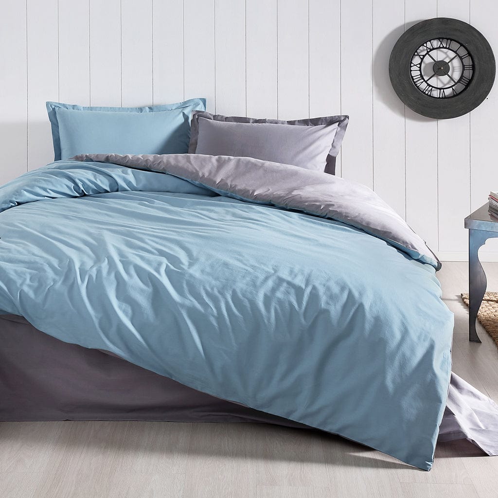 Единичен комплект спално бельо 3 части - Ранфорс - Петрол Антрацит - Ozdilek