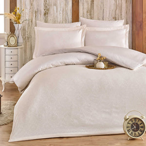 Satin Double Bedding Set Damask Creme - Hobby