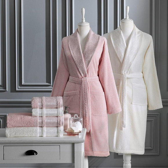 Luxury Bathrobe and Towel Set Dory Best Pudra Cream - Ozdilek