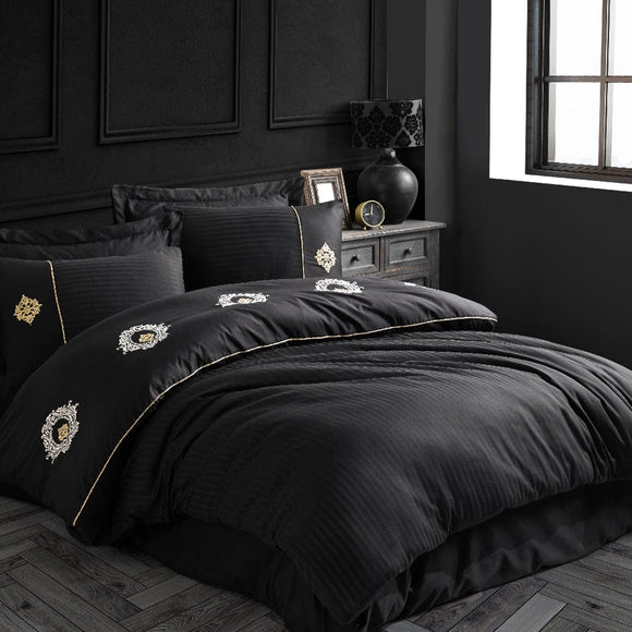 Satin Double Bedding Set Zeugma Black - Hobby