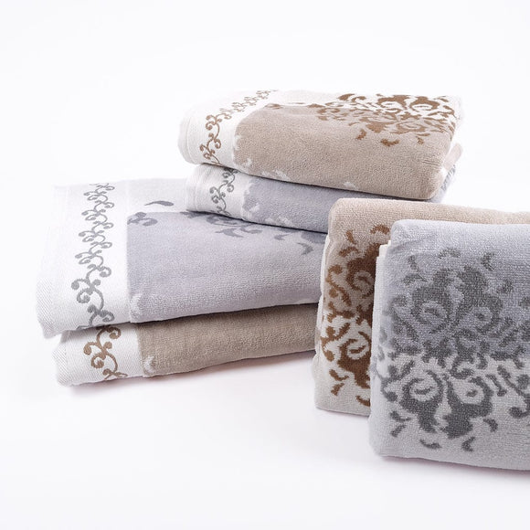 Bath Towel Family Set Emily Beige Grey - Ozdilek