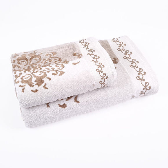 Family Hand and Bath Towel Set Emily Beige - Ozdilek