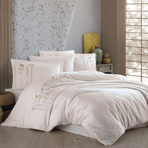 Diva Creme Embroidered Poplin Bed Linen Set - Hobby