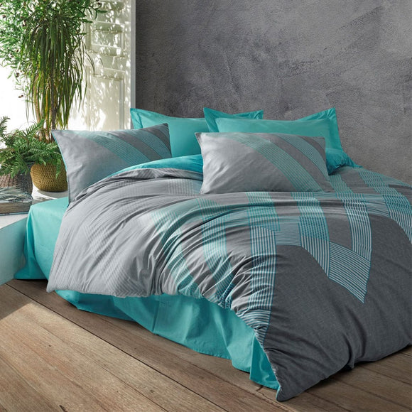 Double Bed Linen Set River Turquoise - Cottonbox