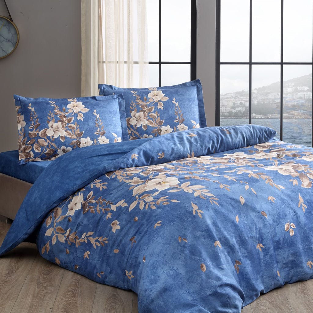 Satin Double Bedding Set Roanne Blue - TAC