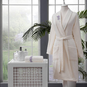 Bathrobe and Hand Towel Set Sarah Ecru - TAC