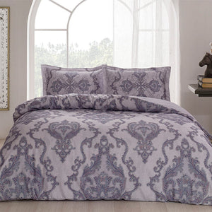 Satin Double Bedding Set Selby Purple - TAC