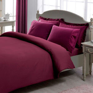 Satin Double Bedding Set Stripe Plum - TAC