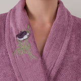 Embroidered Bamboo Bathrobe Violet - Cottonbox